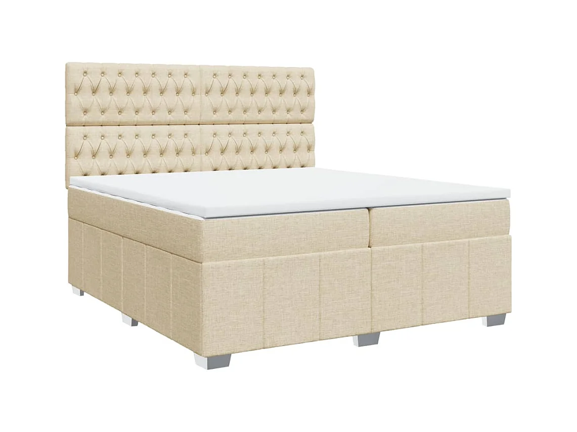 Sommier à lattes de lit avec matelas Crème 200x200 cm Tissu