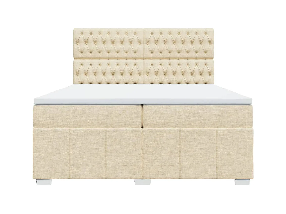 Sommier à lattes de lit avec matelas Crème 200x200 cm Tissu