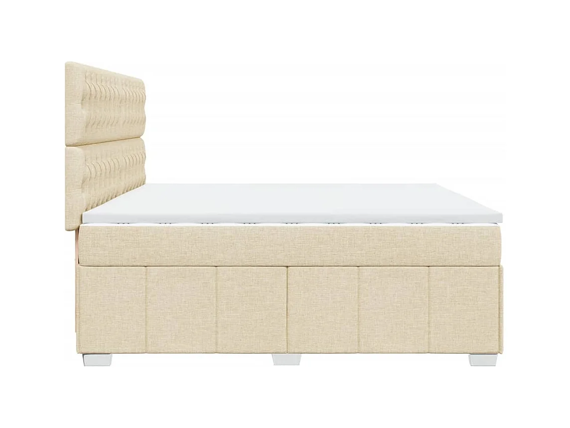 Sommier à lattes de lit avec matelas Crème 200x200 cm Tissu