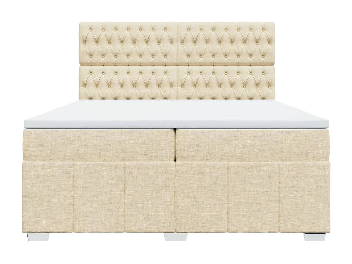 Boxspringbett mit Matratze Creme 200x200 cm Stoff