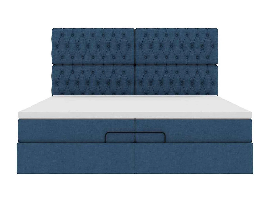 Ottoman-Bett mit Matratzen & LEDs Blau 200x200 cm Stoff