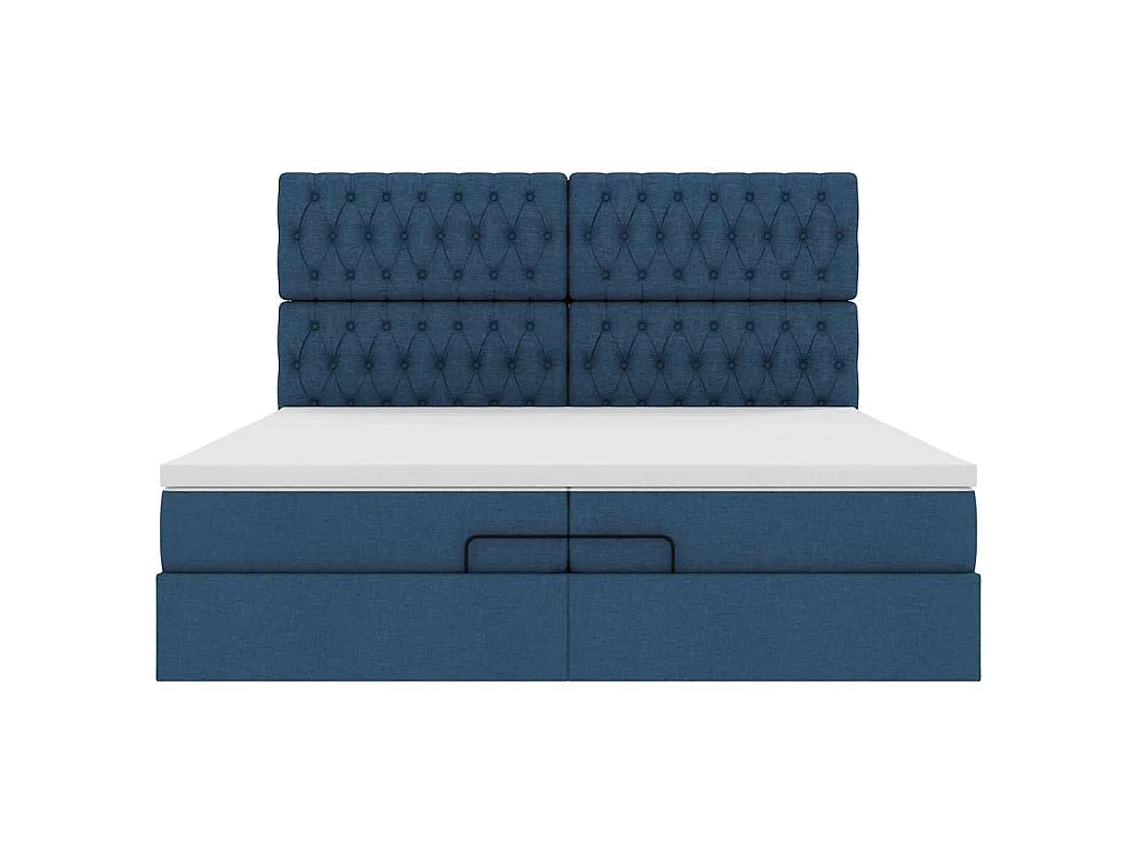 Ottoman bed met matrassen en LED's 200x200cm stof blauw
