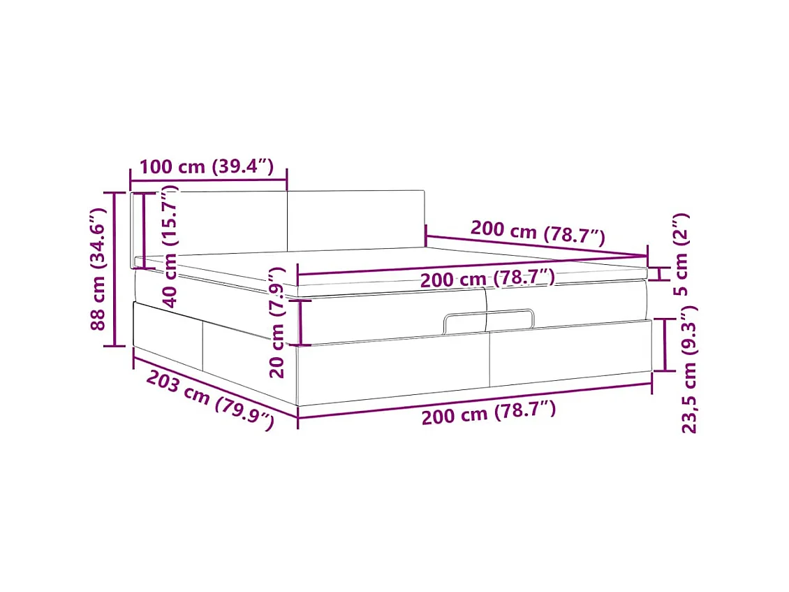 Ottoman bed met matras 200x200 cm fluweel donkergrijs