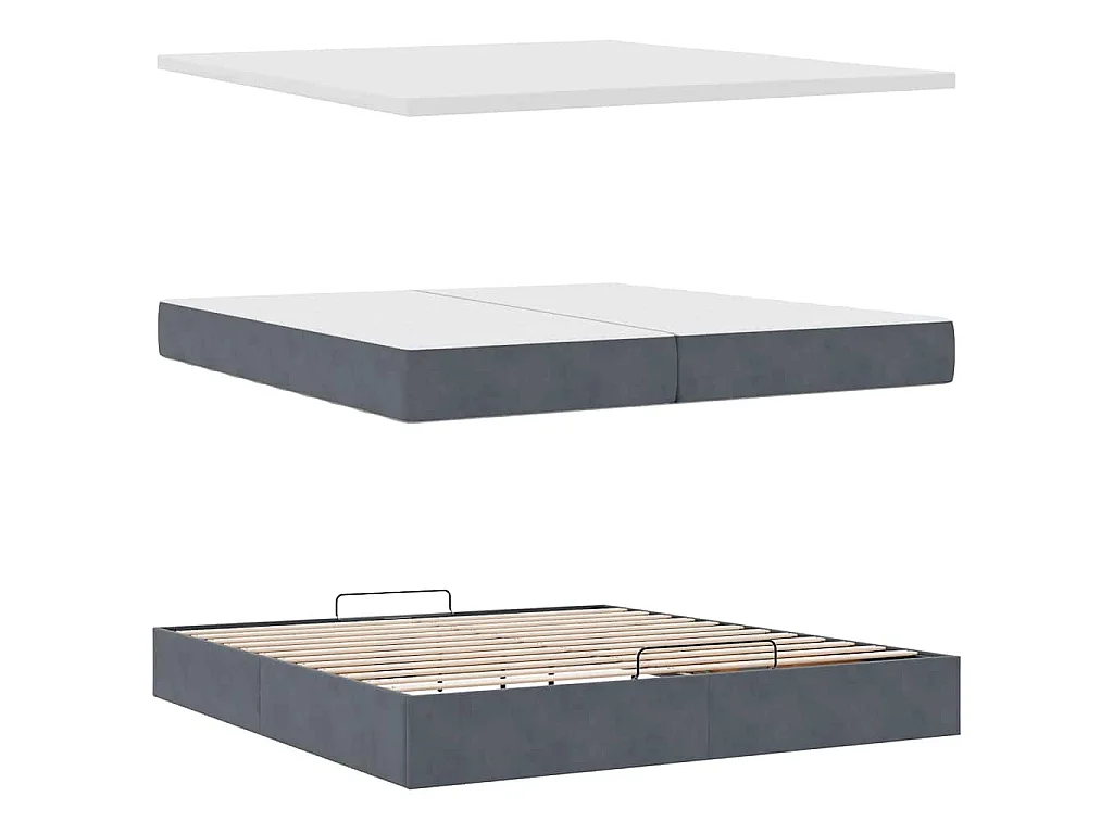 Struttura Letto Pouf con Materasso 200x200 cm in Velluto