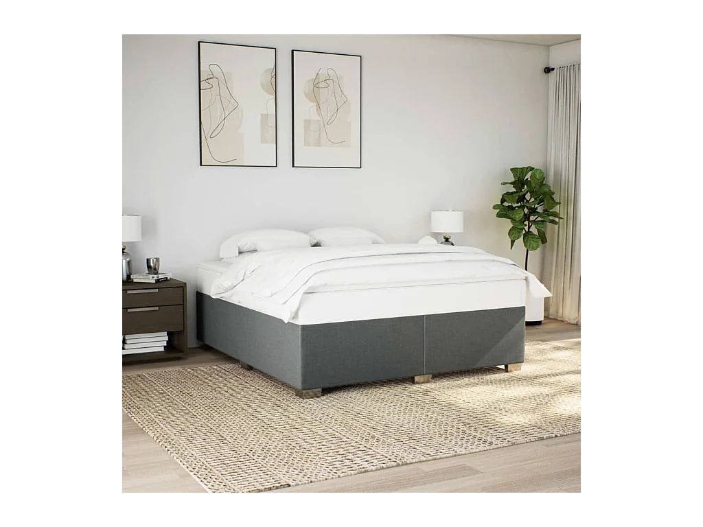 Cadre de lit sans matelas gris foncé 200x200 cm tissu