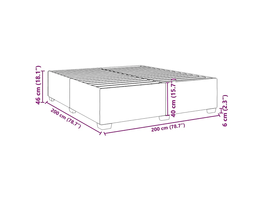 Bettgestell ohne Matratze Dunkelgrau 200x200 cm Stoff
