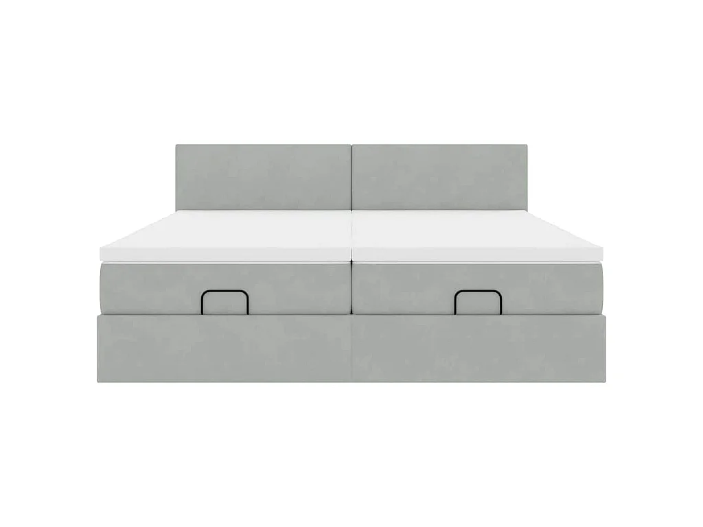 Ottoman bed met matrassen en LED's 200x200cm fluweel lichtgrijs