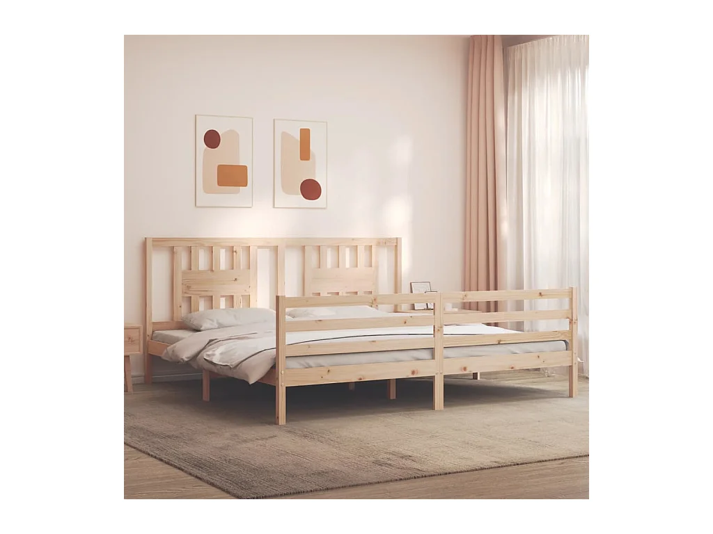 Massivholzbett mit Kopfteil 200x200 cm