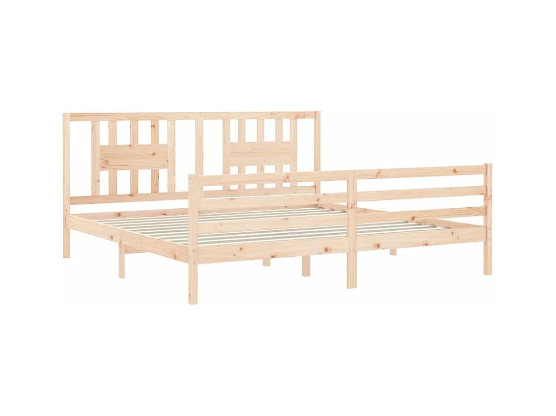 Massivholzbett mit Kopfteil 200x200 cm