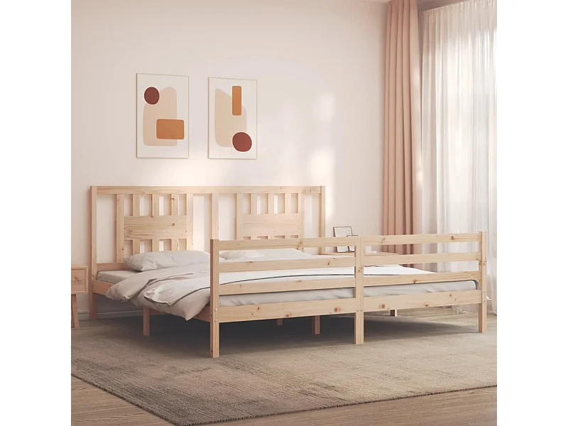 Estrutura de cama com cabeceira 200x200 cm madeira maciça