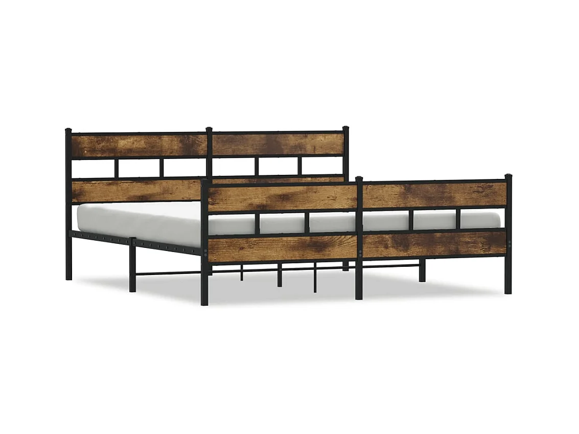 Cadre de lit en métal sans matelas chêne fumé 193x203 cm