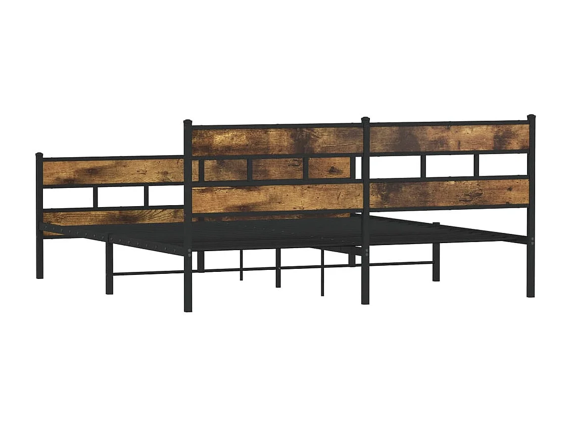 Metallbett ohne Matratze Räuchereiche 193x203 cm
