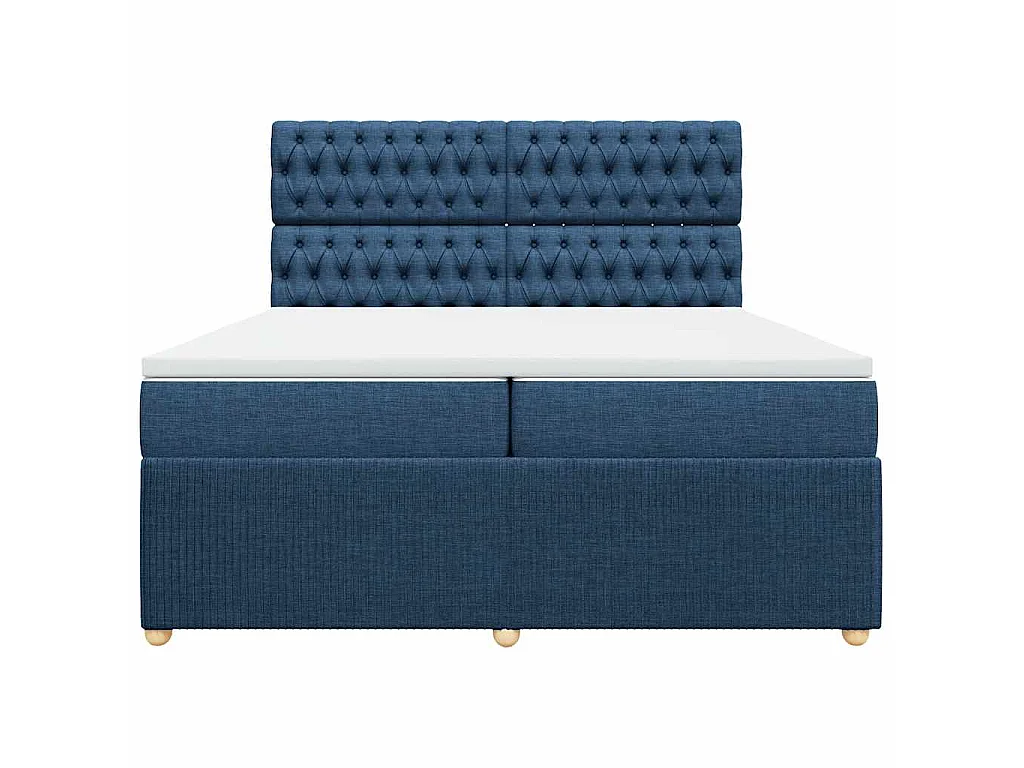 Cama com molas/colchão 200x200 cm tecido azul