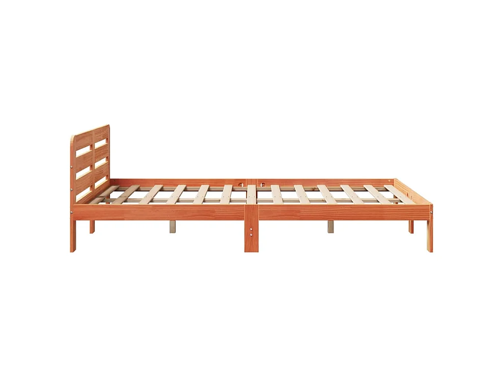 Cama sin colchón madera maciza pino marrón cera 150x200 cm