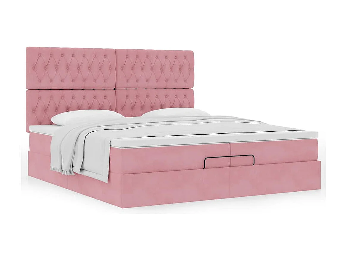 moldura de cama otomana  com colchão rosa 200x200cm Veludo