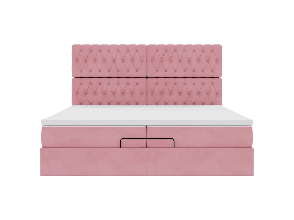 Struttura Letto Pouf con Materassi Rosa 200x200 cm Velluto