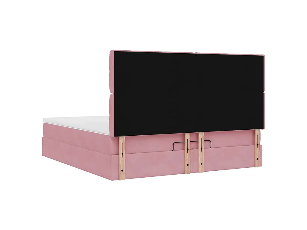 Struttura Letto Pouf con Materassi Rosa 200x200 cm Velluto
