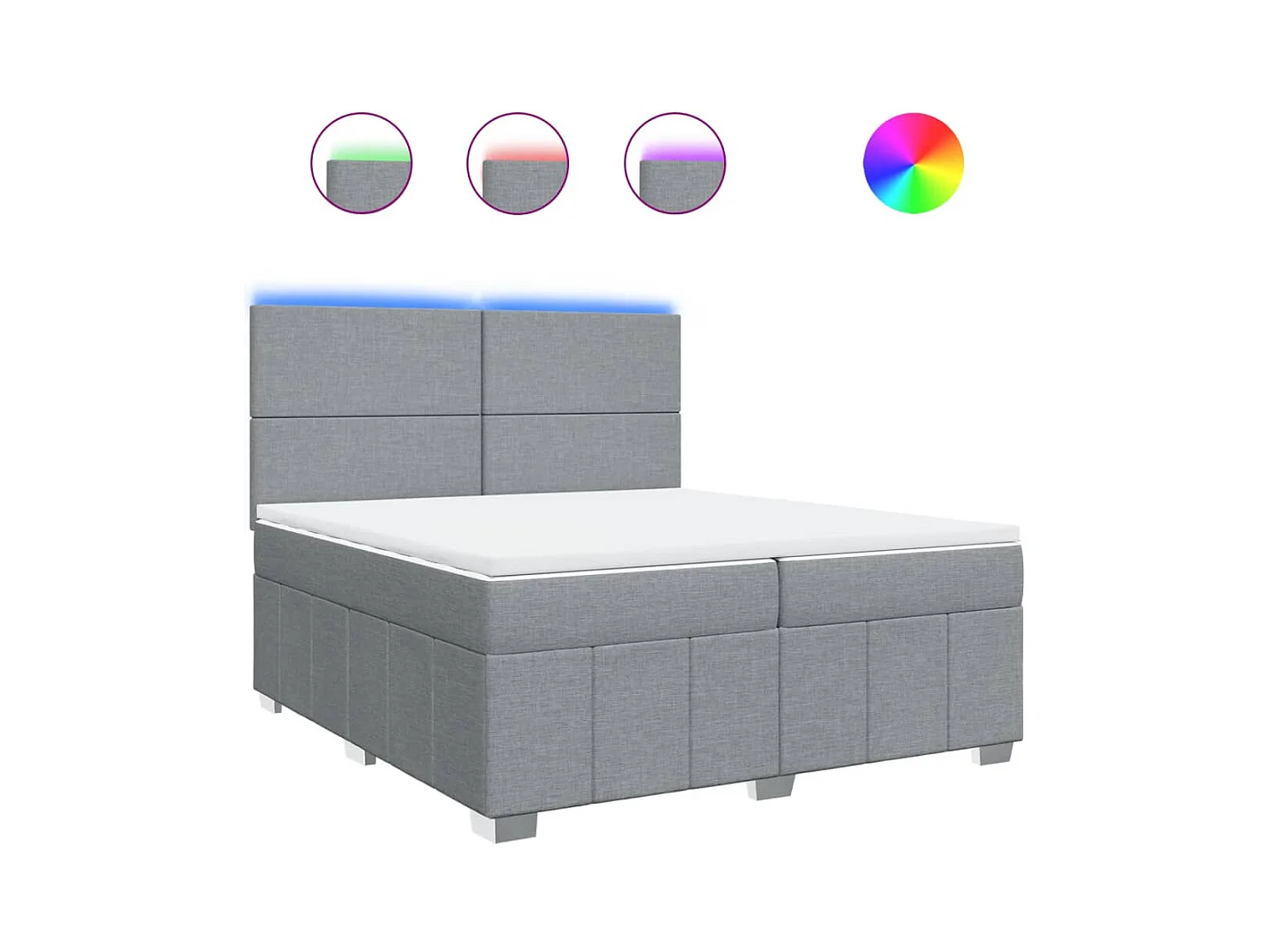 Cama box spring con colchón tela gris claro 200x200 cm