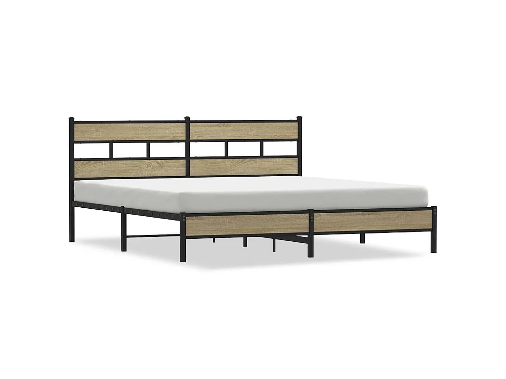Cadre de lit en métal sans matelas chêne sonoma 200x200 cm