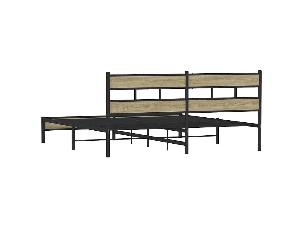 Cadre de lit en métal sans matelas chêne sonoma 200x200 cm