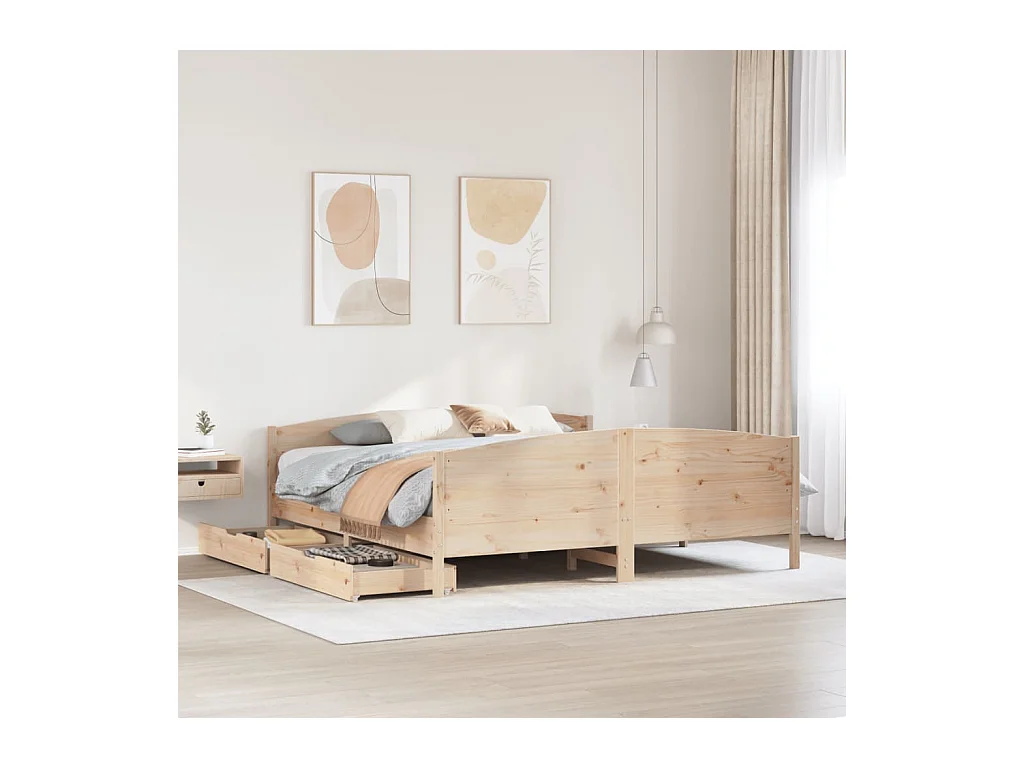 Cadre de lit sans matelas 200x200 cm bois massif de pin