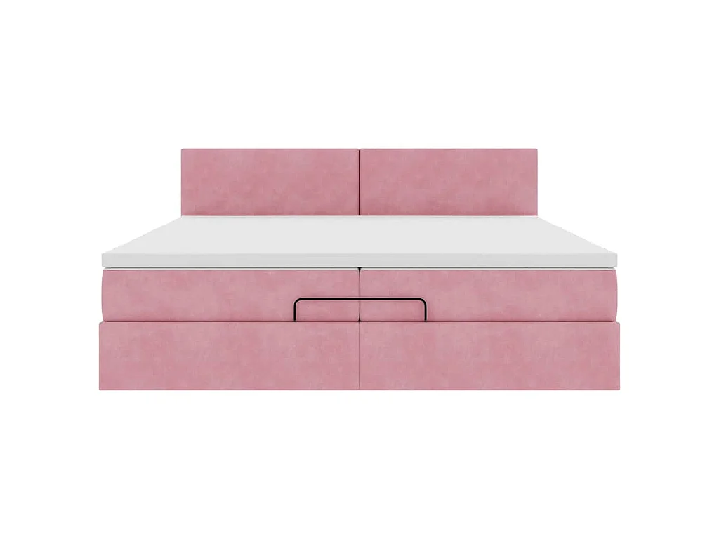 Struttura Letto Pouf con Materasso Rosa 200x200 cm Velluto