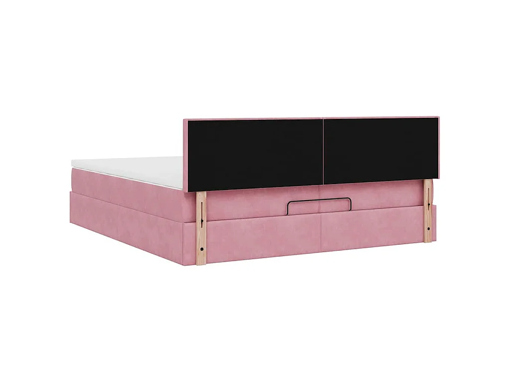 Struttura Letto Pouf con Materasso Rosa 200x200 cm Velluto