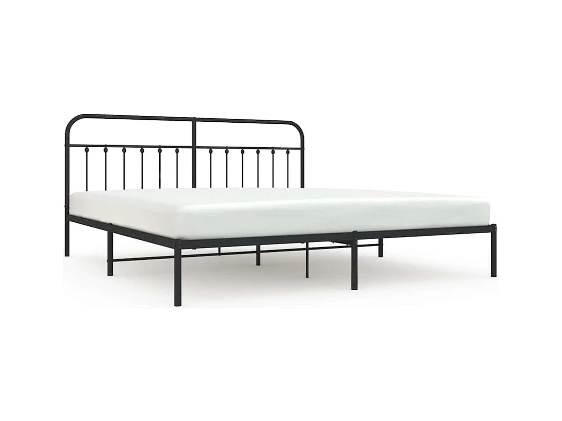 Cadre de lit métal sans matelas avec tête de lit noir 193x203cm
