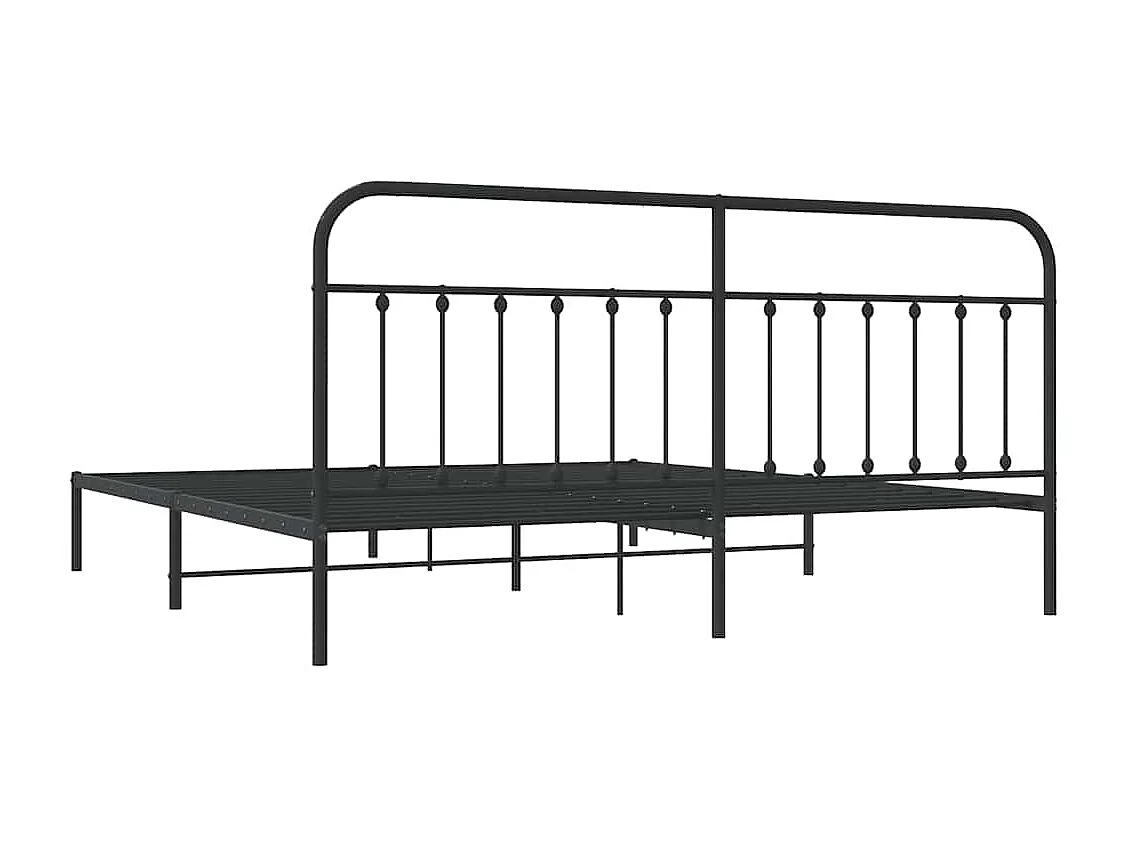 Cadre de lit métal sans matelas avec tête de lit noir 193x203cm