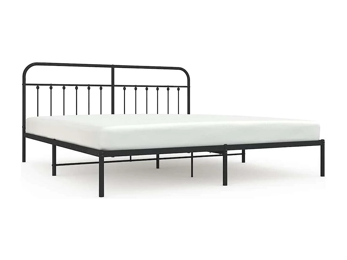 Bedframe met hoofdbord metaal zwart 193x203 cm