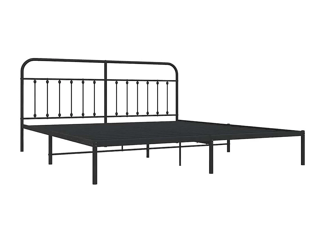 Bedframe met hoofdbord metaal zwart 193x203 cm