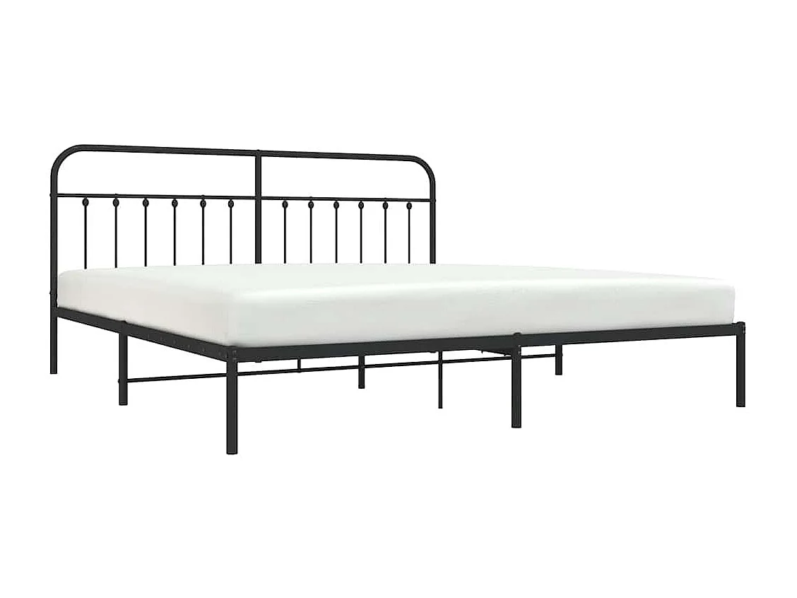 Bedframe met hoofdbord metaal zwart 193x203 cm