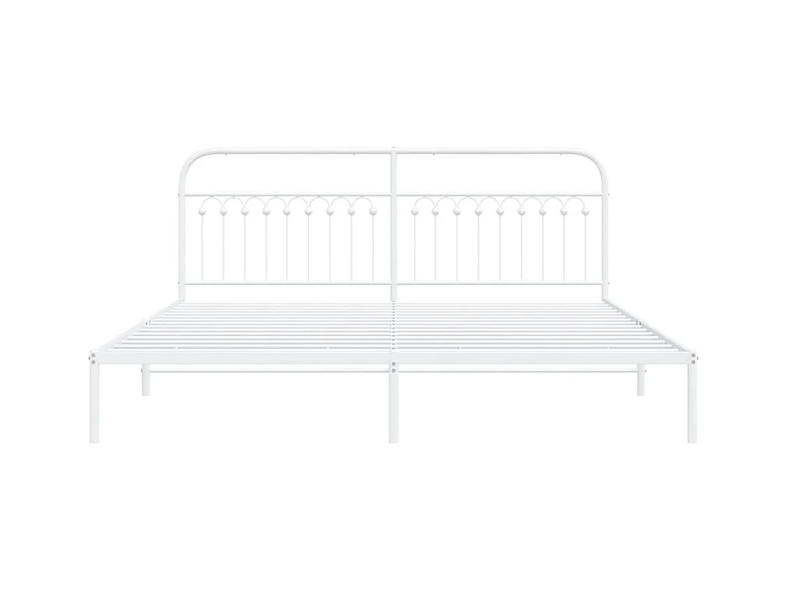 Cadre de lit métal sans matelas et tête de lit blanc 193x203 cm