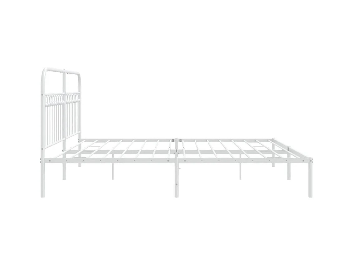 Cadre de lit métal sans matelas et tête de lit blanc 193x203 cm