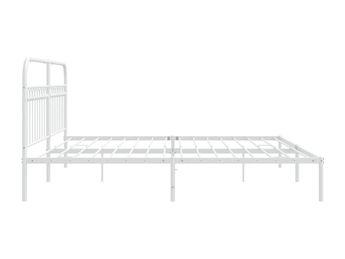 Cadre de lit métal sans matelas et tête de lit blanc 193x203 cm