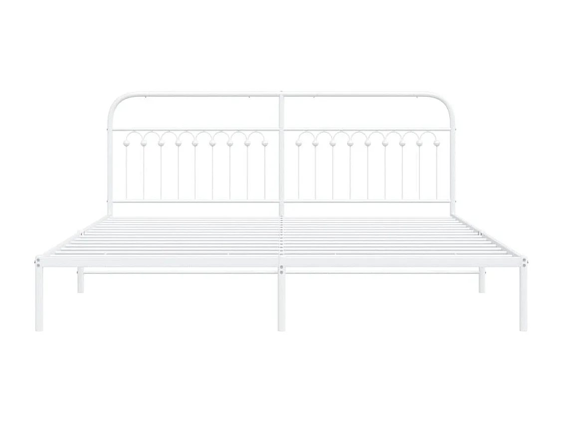 Cadre de lit métal sans matelas et tête de lit blanc 193x203 cm
