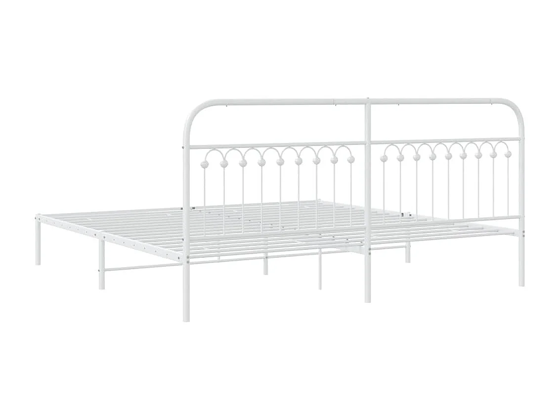 Cadre de lit métal sans matelas et tête de lit blanc 193x203 cm