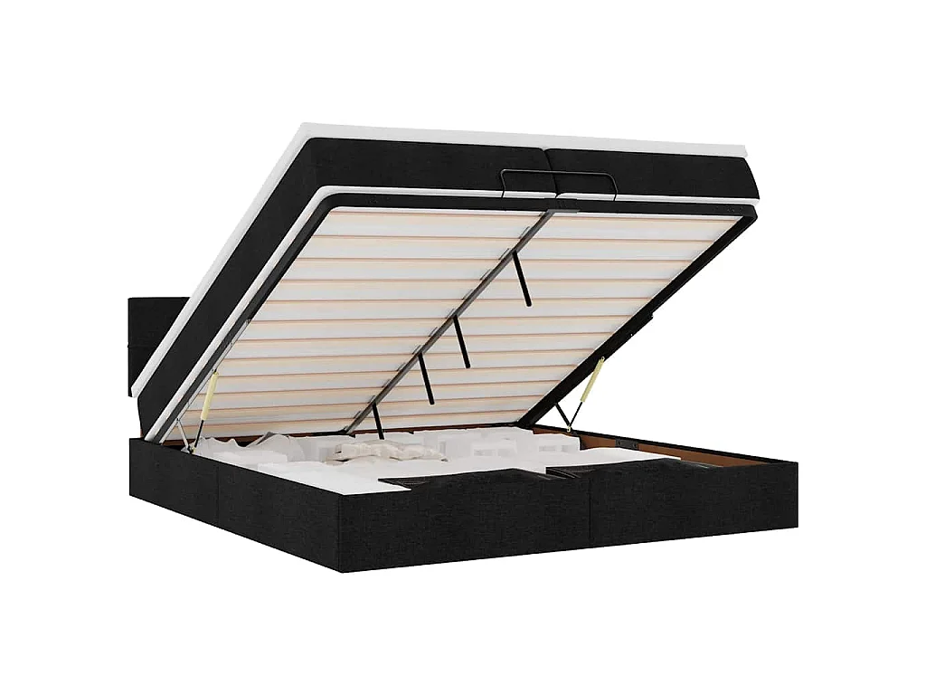 Cadre de lit ottoman avec matelas noir 200x200 cm tissu