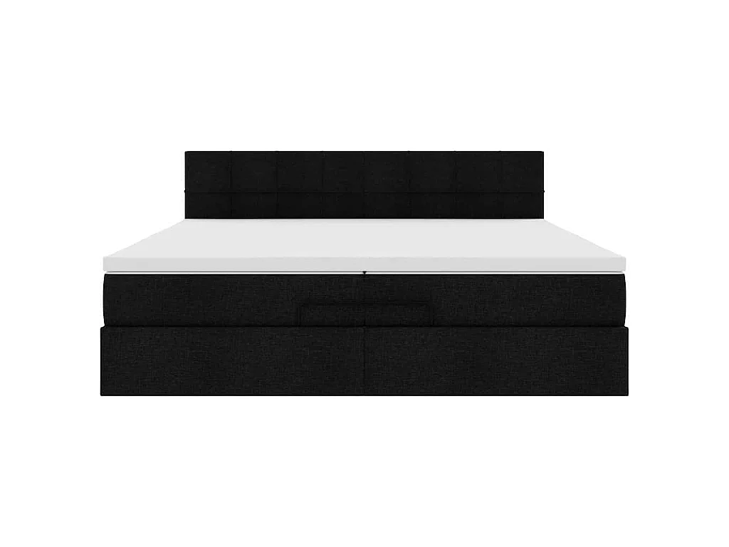Cadre de lit ottoman avec matelas noir 200x200 cm tissu