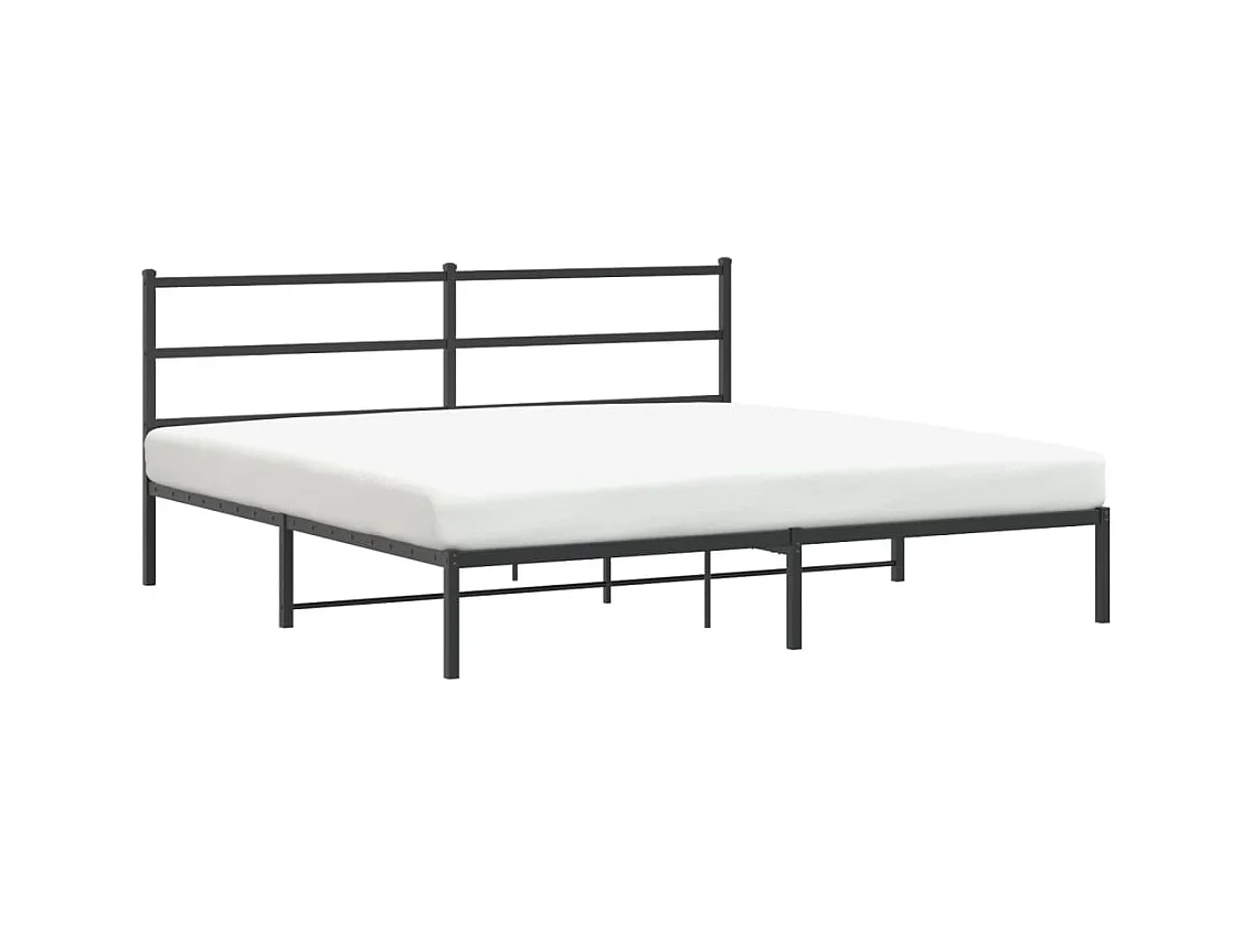 Cadre de lit métal sans matelas avec tête de lit noir 193x203cm