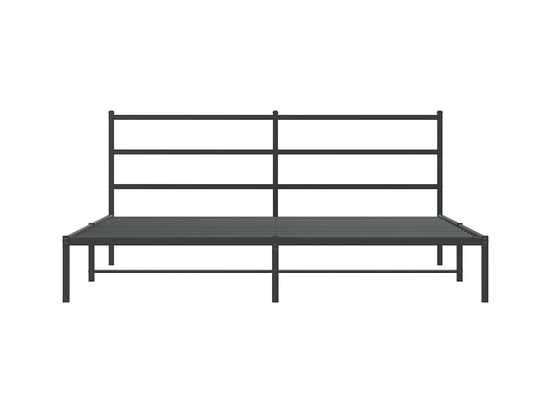 Cadre de lit métal sans matelas avec tête de lit noir 193x203cm