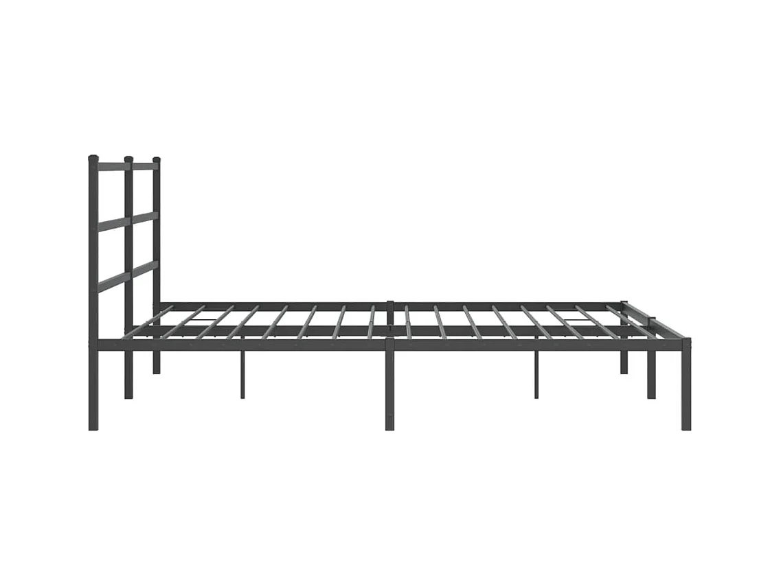 Cadre de lit métal sans matelas avec tête de lit noir 193x203cm