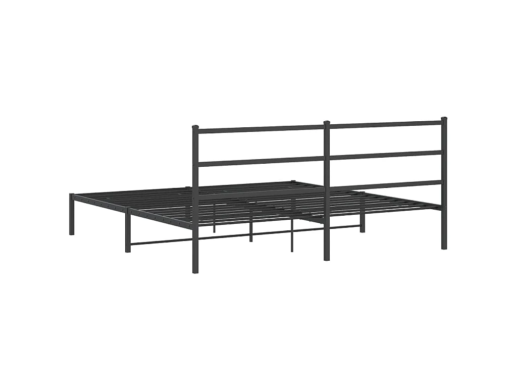 Cadre de lit métal sans matelas avec tête de lit noir 193x203cm