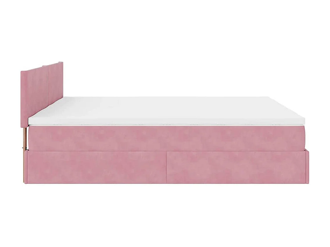 Cadre de lit ottoman avec matelas rose 200x200 cm velours