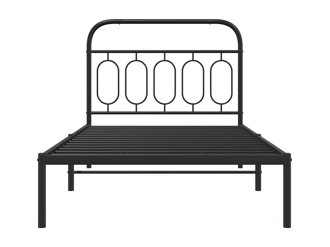 Cadre de lit métal sans matelas avec tête de lit noir 107x203cm