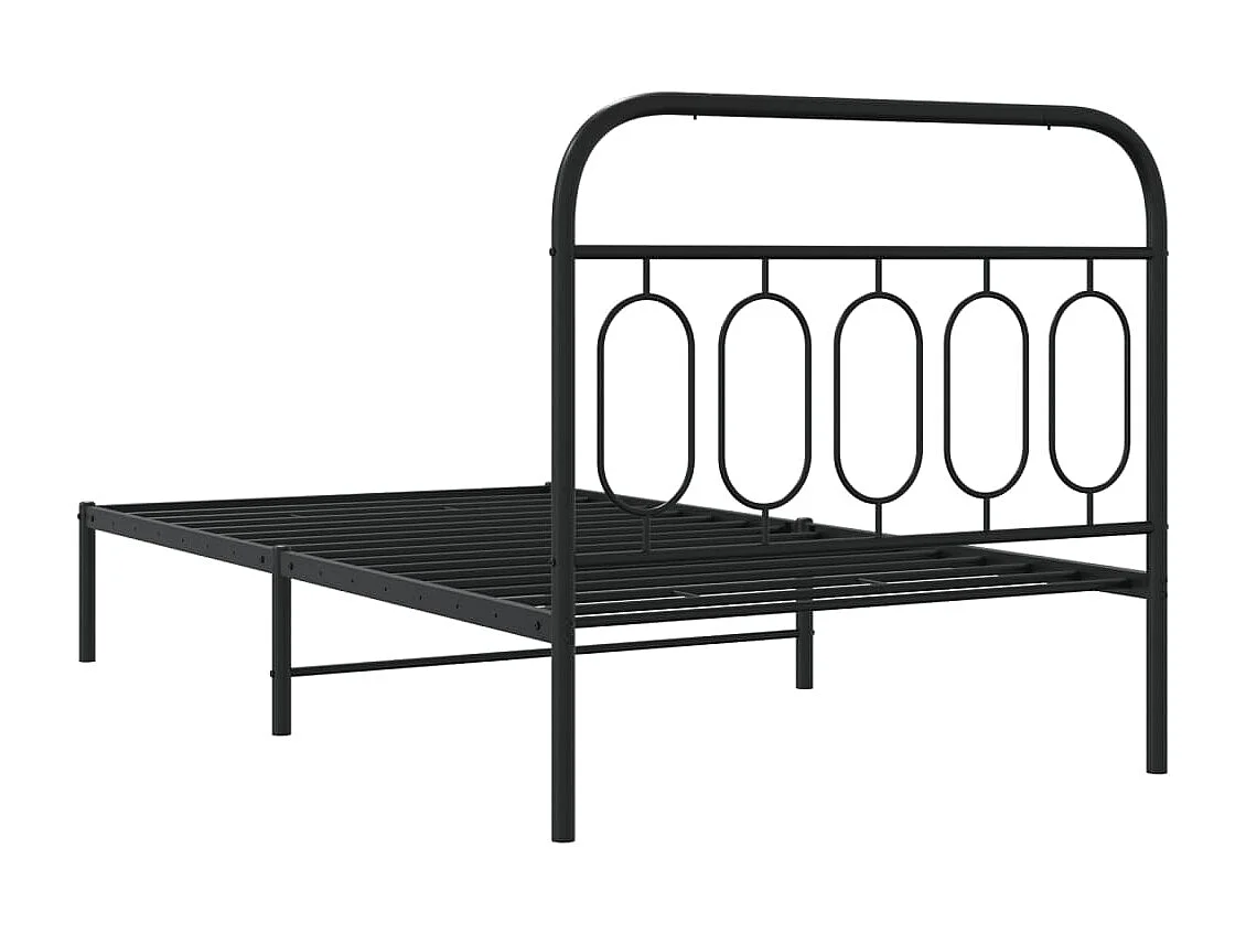 Cadre de lit métal sans matelas avec tête de lit noir 107x203cm