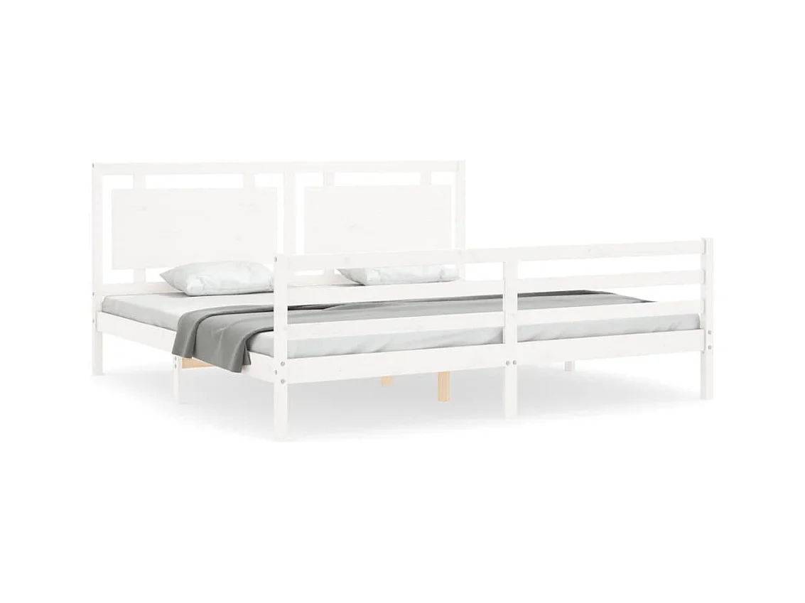 Cadre de lit sans matelas blanc 200x200 cm bois massif