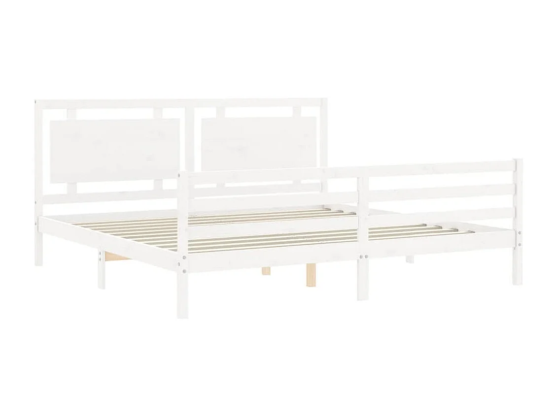 Bedframe met hoofdbord massief hout wit 200x200 cm