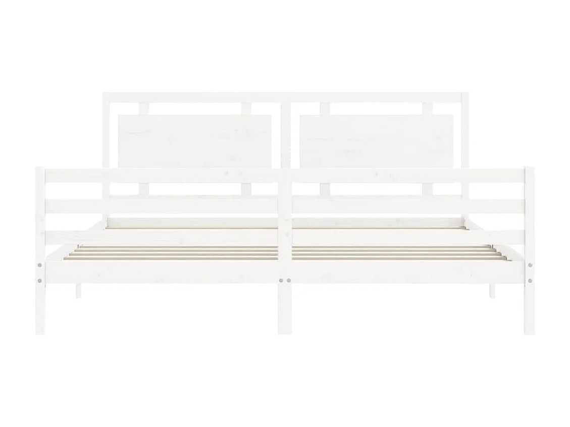 Bedframe met hoofdbord massief hout wit 200x200 cm