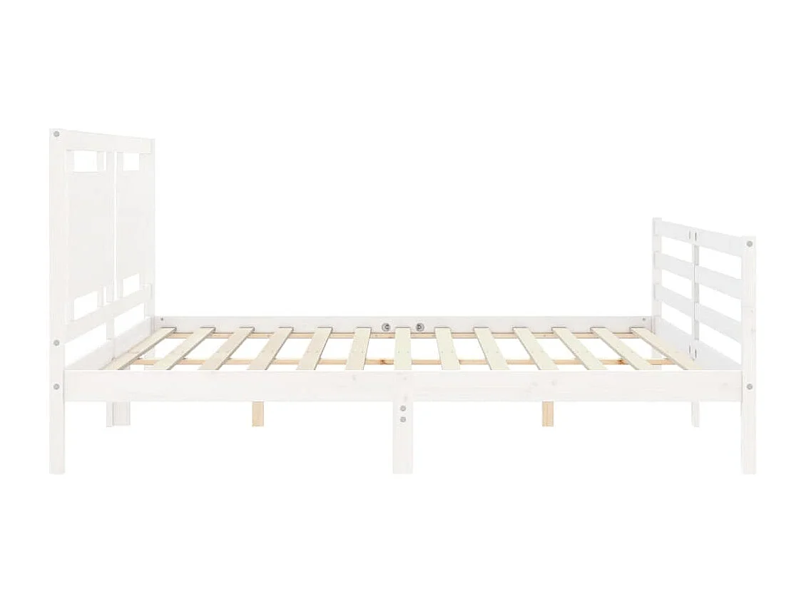 Bedframe met hoofdbord massief hout wit 200x200 cm